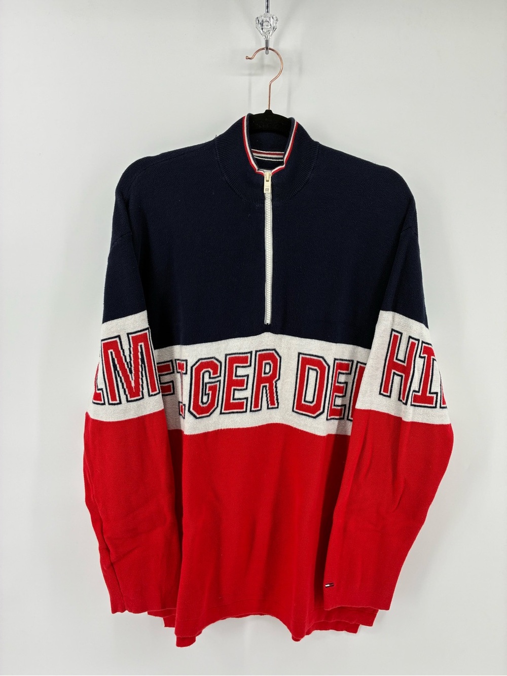 Tommy Hilfiger Colorblock Half-Zip Sweater - Navy/Red/White